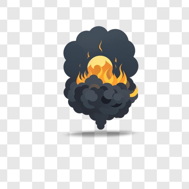 Diseño de explosión de humo con representación aislada con representación plana con ilustración de fondo transparente