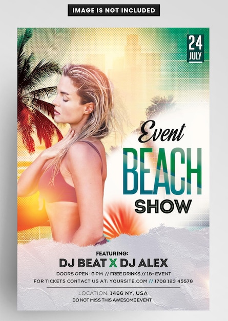 PSD el diseño de la fiesta de verano de beach event flyer