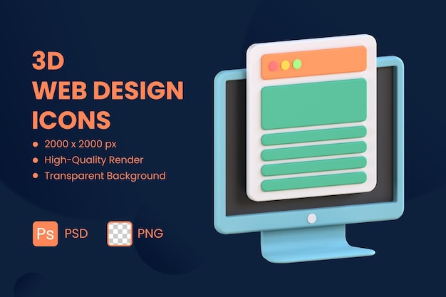 PSD diseño fijo de ilustración de icono 3d