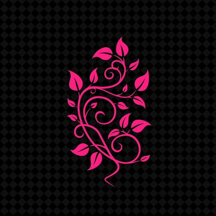 PSD un diseño de flor rosada en un fondo negro con un patrón de flores rosadas