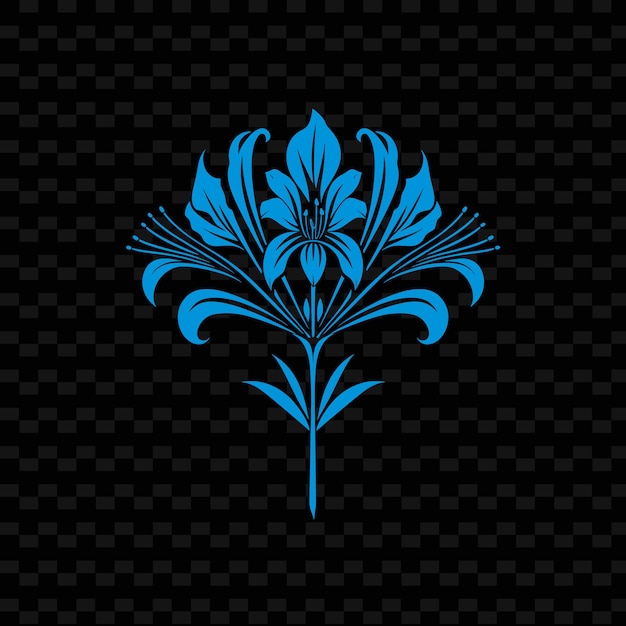 PSD un diseño floral azul sobre un fondo negro