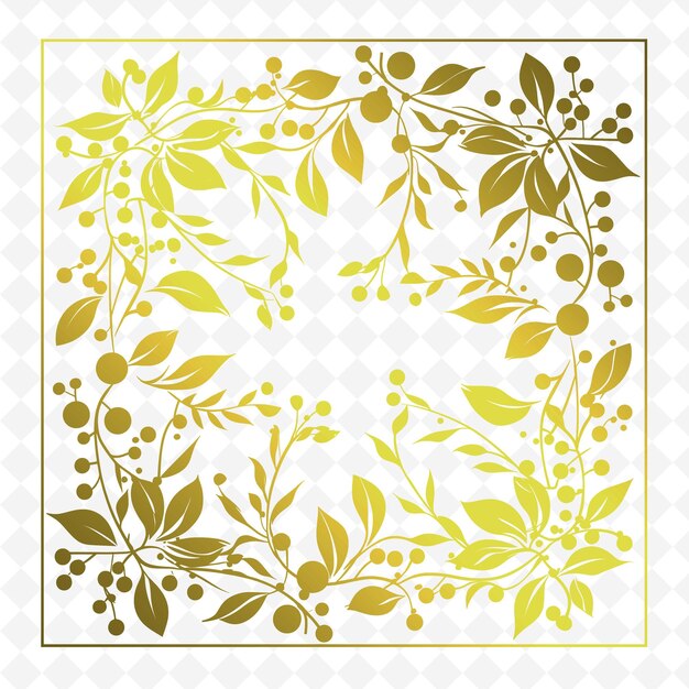 Un diseño floral dorado y verde con un fondo blanco con una cruz en el medio