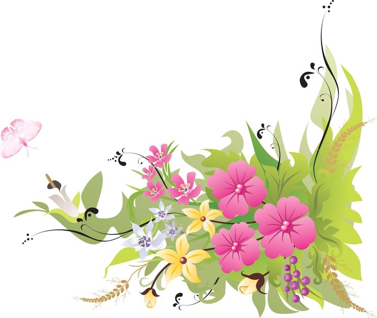 Diseño floral multicolor en Photoshop.
