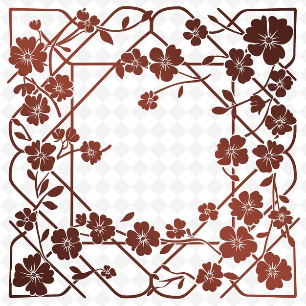 PSD un diseño floral rojo y blanco con flores y hojas