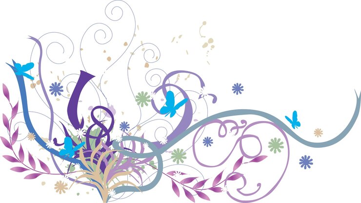 PSD diseño floral de varios colores psd