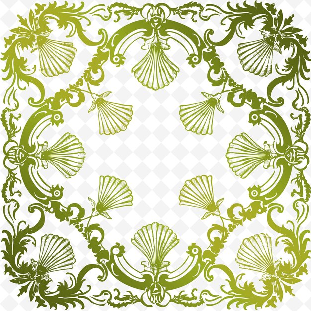 Un diseño floral verde y blanco en forma de círculo