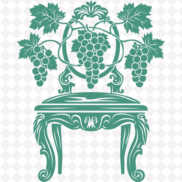 PSD un diseño floral verde y blanco con uvas en la silla