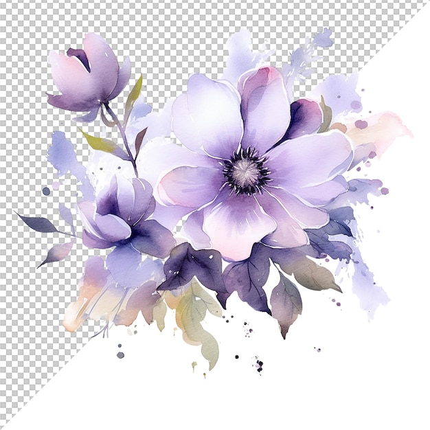 PSD diseño de flores florales acuarela