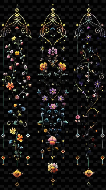 PSD un diseño de flores en un fondo negro