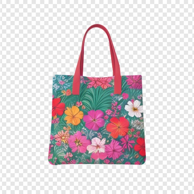 Diseño de flores hawaianas para bolso de mano, vista superior completa