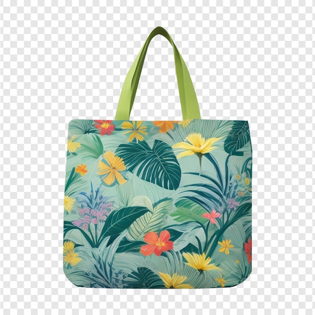 Diseño de flores hawaianas para bolso de mano, vista superior completa