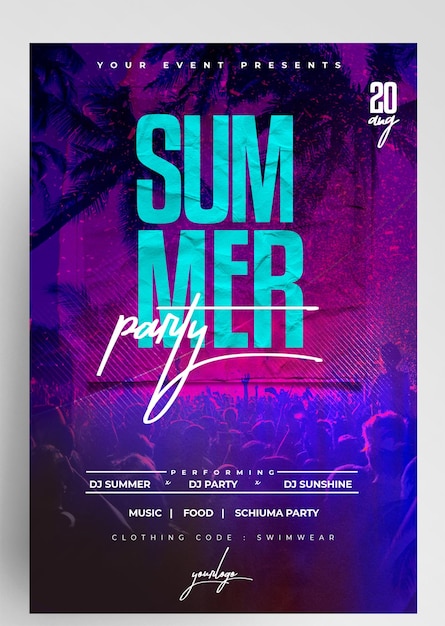 PSD diseño de flyer de banner de la fiesta de verano de instagram