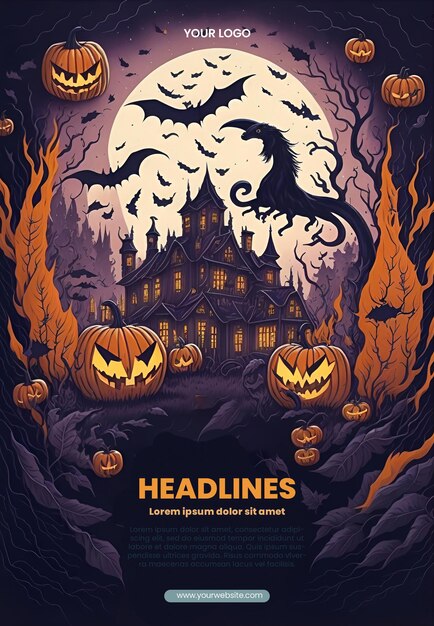 Diseño de folleto con ilustración de Halloween