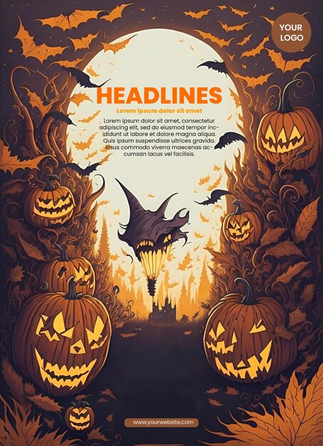 Diseño de folleto con ilustración de halloween