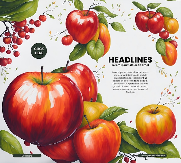 Diseño de folleto con ilustración de manzana
