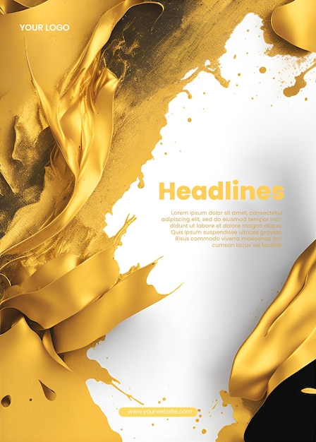PSD diseño de folleto con ilustración de oro abstracta
