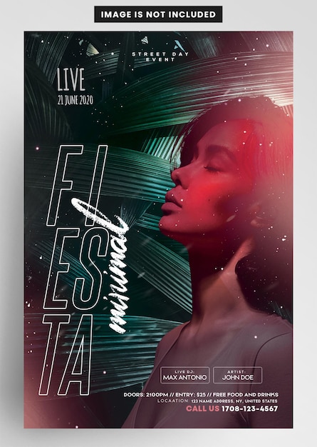 Diseño del folleto psd del concierto tropical