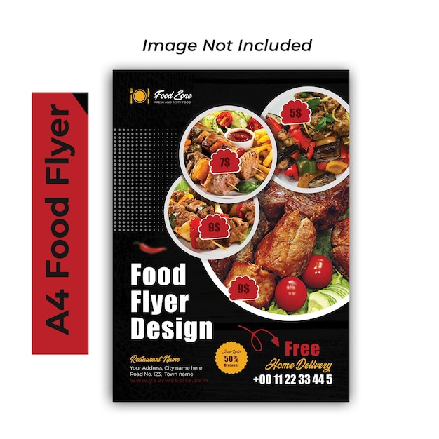Diseño de folletos de alimentos o de restaurantes de tamaño A4
