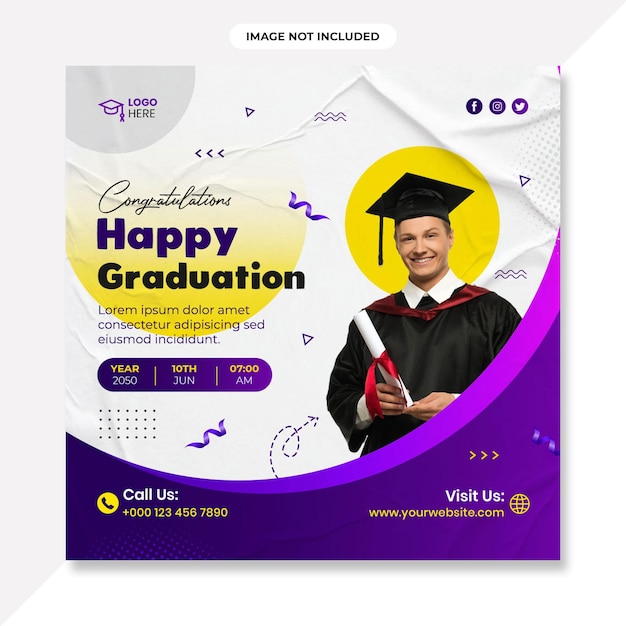 Diseño de fondo de celebración del día de graduación Diseño de publicación de volante de banner relacionado con el día de graduación