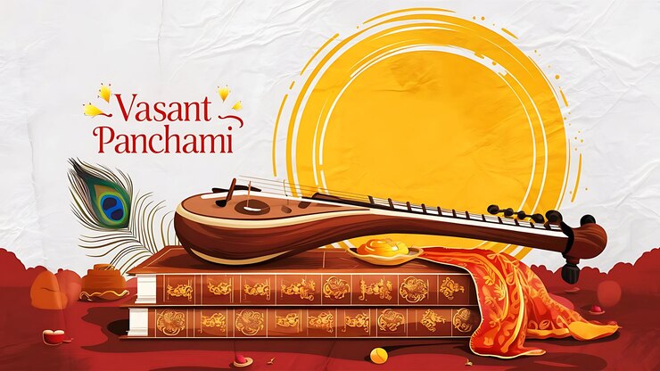 PSD diseño de fondo para la celebración tradicional del festival vasant panchami