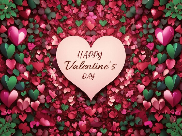 Diseño de fondo de feliz día de San Valentín con ilustración vectorial de forma roja de corazón