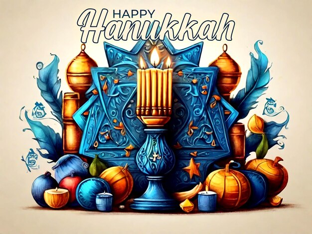 PSD diseño de fondo feliz de hanukkah