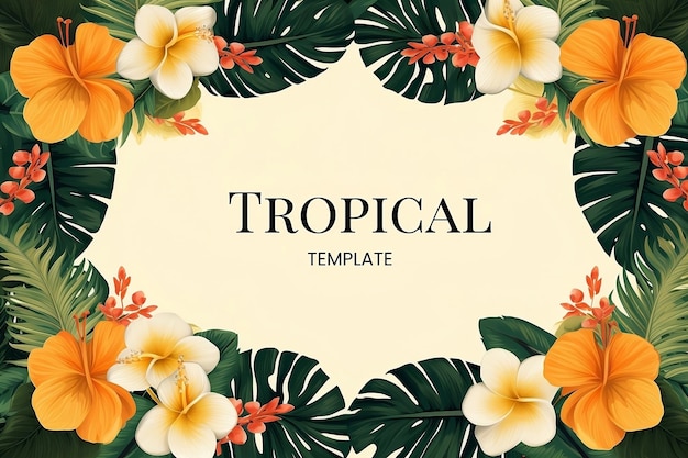 PSD diseño de fondo de hojas y flores tropicales de verano