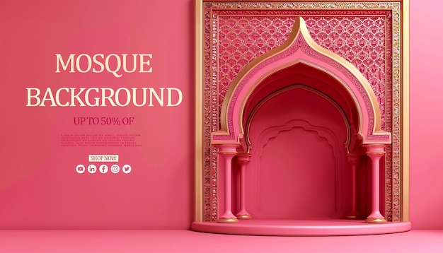 Diseño de fondo rosa de la mezquita