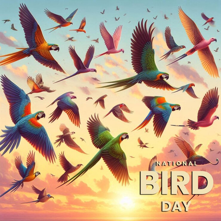 PSD diseño de fondos de aves coloridas para el día nacional de las aves