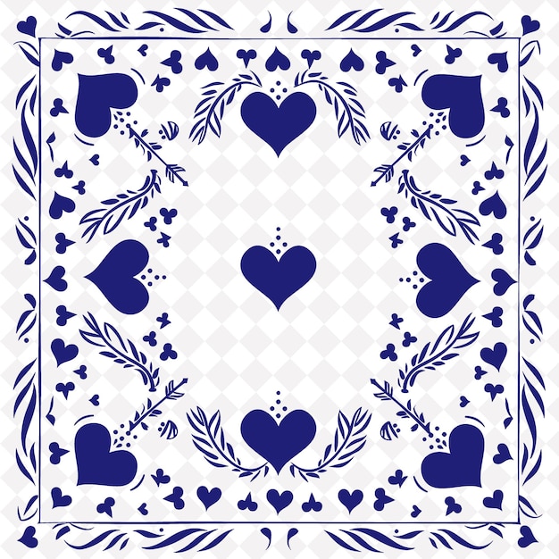 PSD un diseño en forma de corazón azul y blanco con corazones y corazones