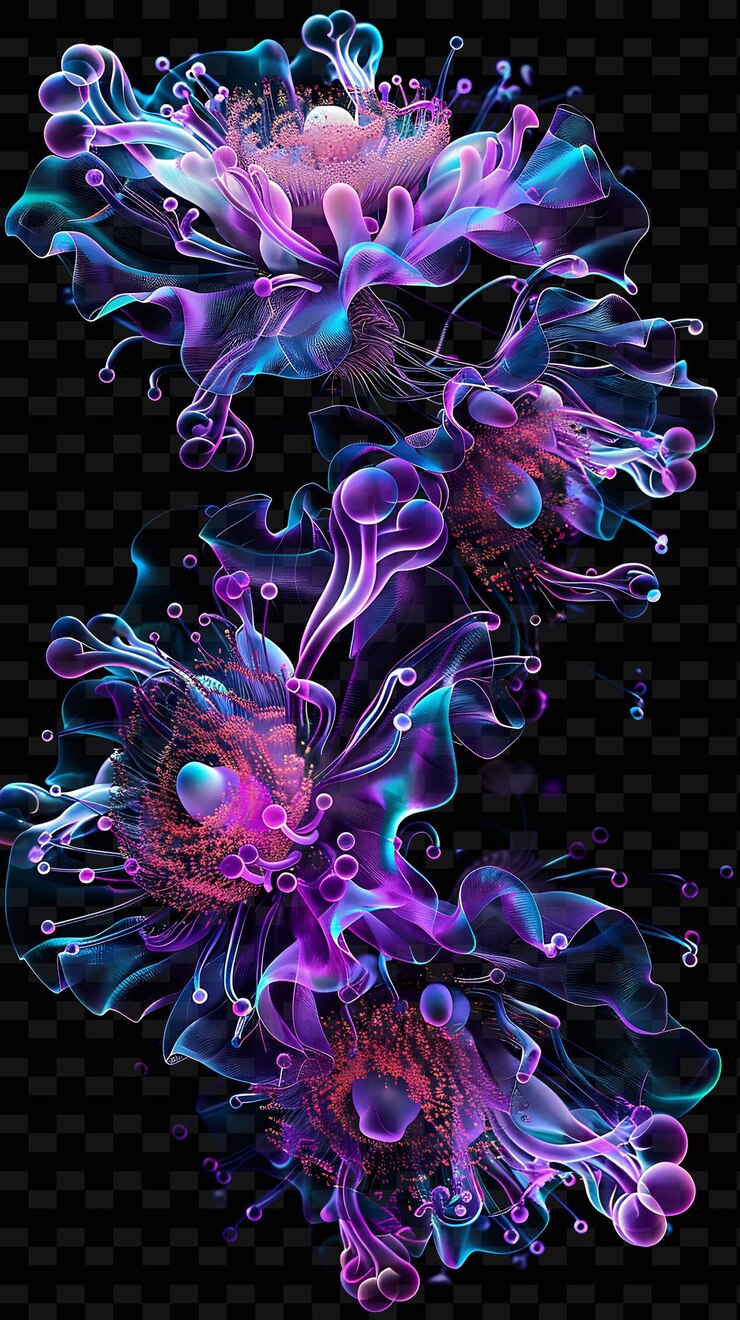 PSD un diseño fractal abstracto púrpura y púrpura con un fondo púrpura