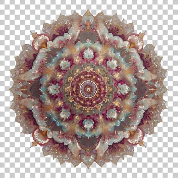 PSD diseño fractal de mandala con patrón de flor de lirio aislado en un fondo transparente