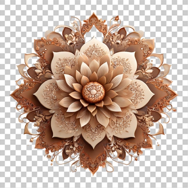 Diseño fractal de mandala con patrón de flor de lirio aislado en un fondo transparente