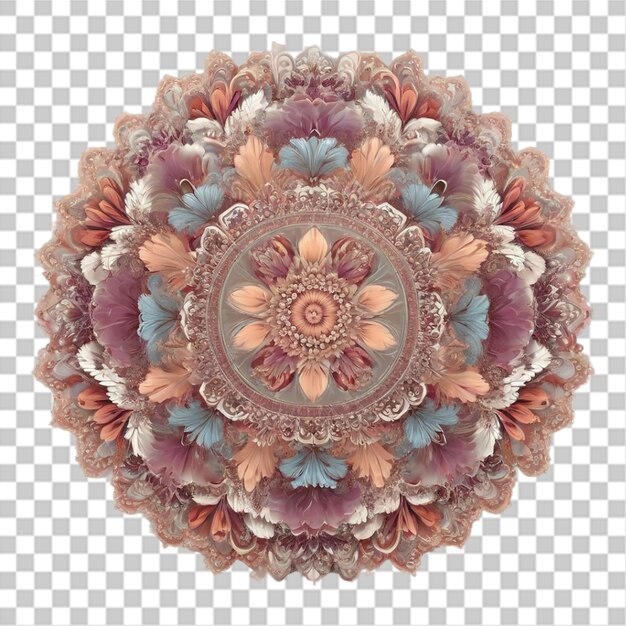 Diseño fractal de mandala con patrón de flor de lirio aislado en un fondo transparente