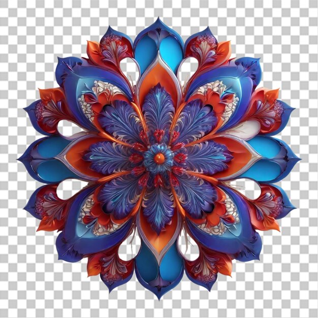 PSD diseño fractal de mandala con patrón de flor de lirio aislado en un fondo transparente