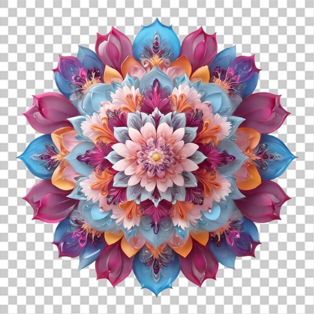 PSD diseño fractal de mandala con patrón de flor de lirio aislado en un fondo transparente