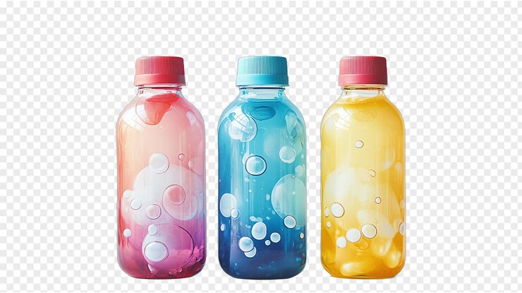 PSD diseño del frasco de solución de burbujas con etiqueta
