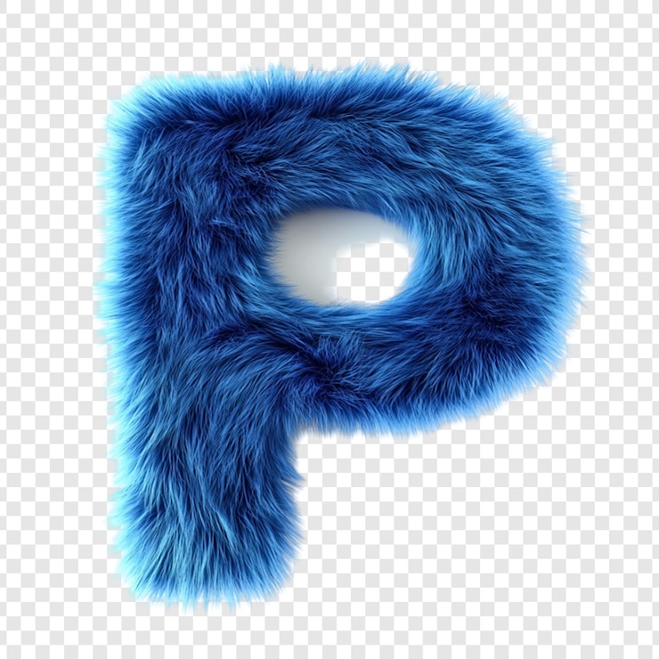 PSD diseño de la fuente del alfabeto p de la letra p de la piel azul esponjosa