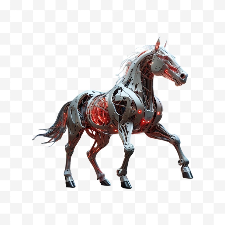 PSD diseño futurista de caballo robótico png caballo robótico en fondo transparente