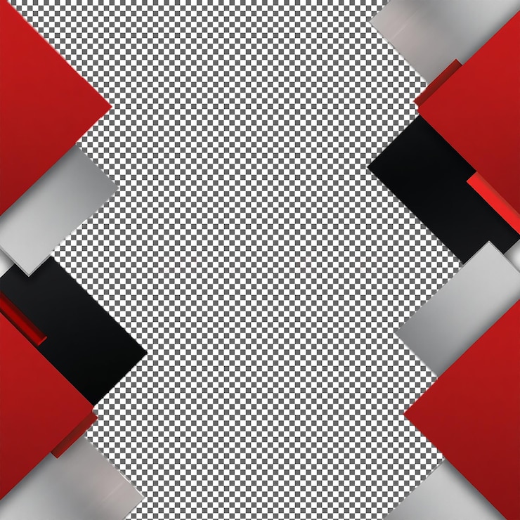 PSD diseño geométrico abstracto con elementos rojos, blancos y negros
