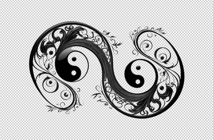 PSD el diseño giratorio presenta un símbolo de yinyang en movimiento