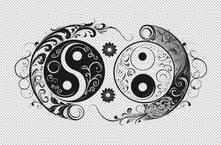 PSD el diseño giratorio presenta un símbolo yinyang que mezcla la armonía