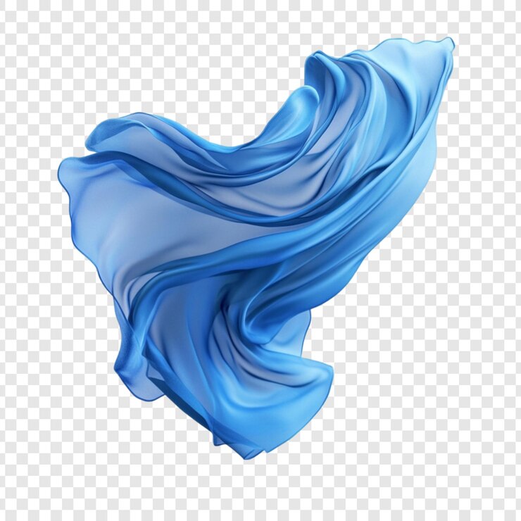 PSD diseño giratorio de tela de seda azul que fluye arte abstracto