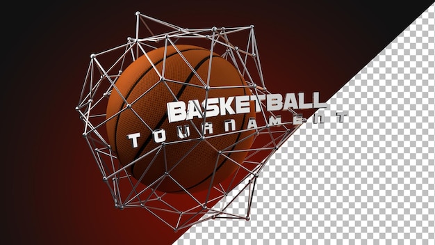PSD diseño gráfico de baloncesto de renderizado 3d