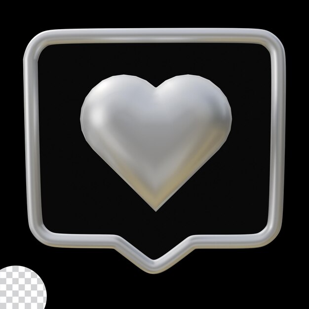 Diseño gráfico del icono del corazón Material conceptual metálico plateado