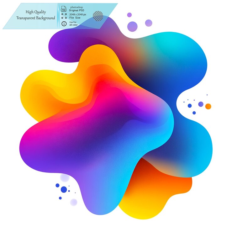 PSD diseño gráfico de logotipo de burbujas vectoriales de gradiente colorido en fondo transparente