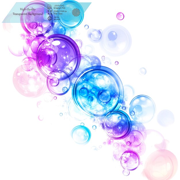 Diseño gráfico de logotipo de burbujas vectoriales de gradiente colorido en fondo transparente