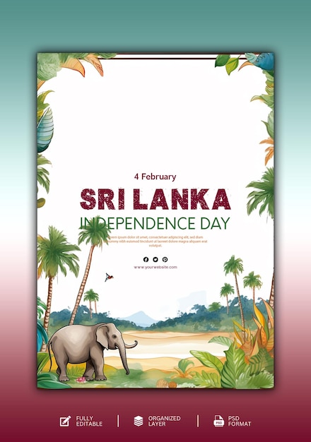 PSD diseño gráfico y de redes sociales del día de la independencia de sri lanka.