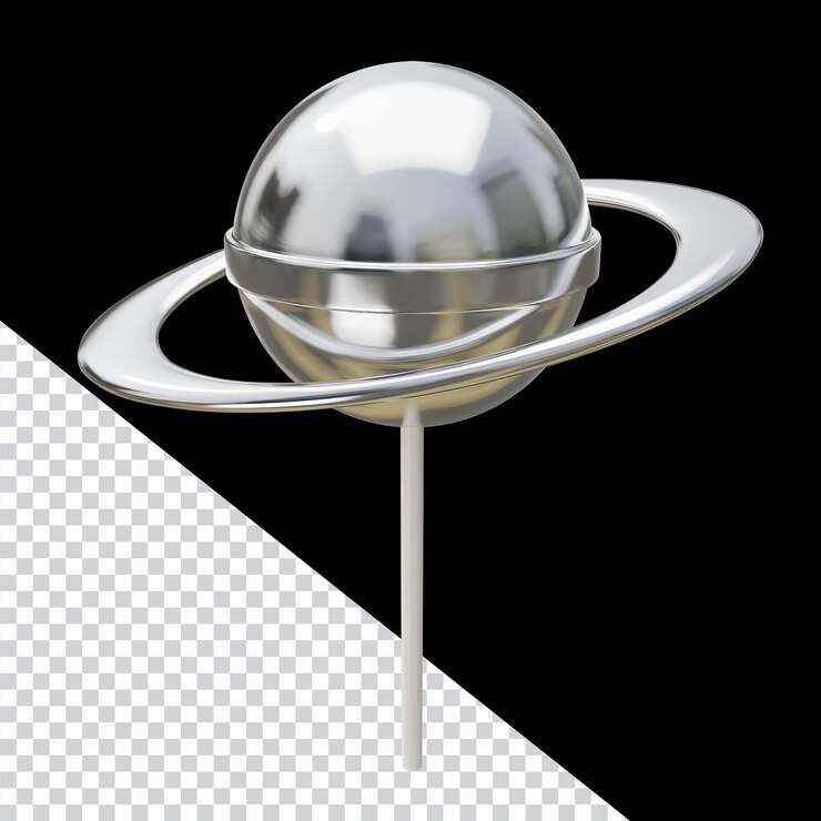 PSD diseño gráfico de silver planet lollipop materiales del concepto de plata