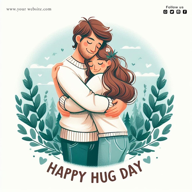 PSD diseño gratuito de publicaciones en las redes sociales para el día del abrazo feliz